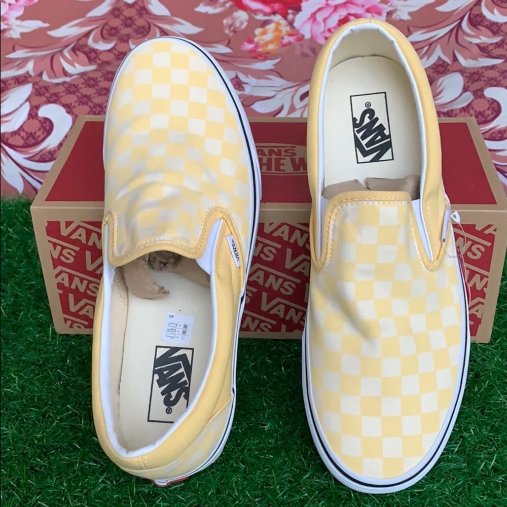 VANS CLASSIC SLIP ON CHECKERBOARD Gldnhztrwht MEN’ - Picture 2 of 16